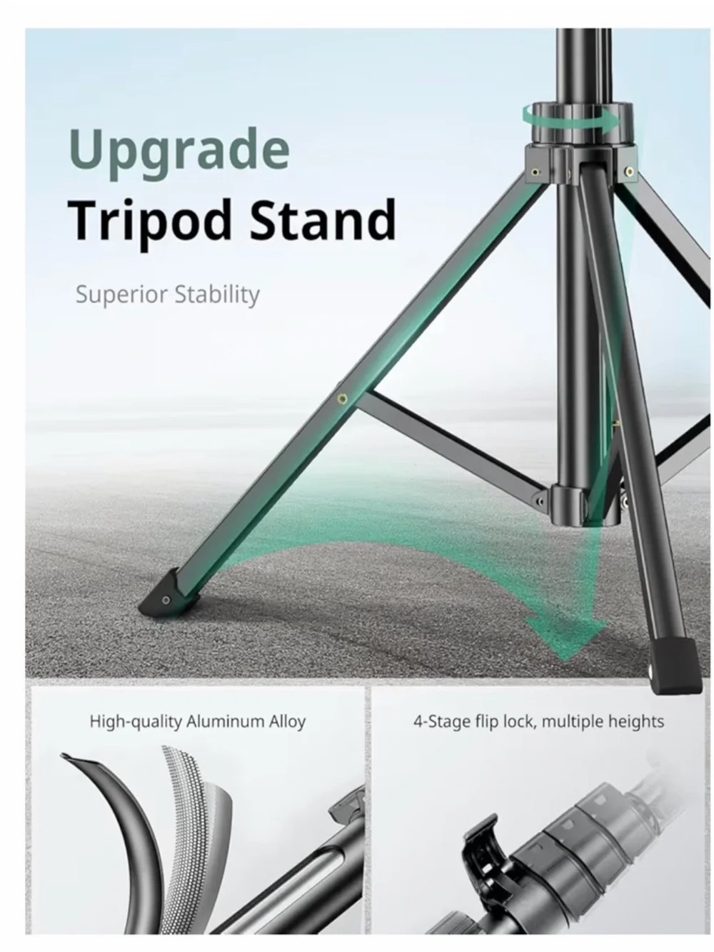 Black Smartphone Tripod with Bluetooth Remote for Stable Photos